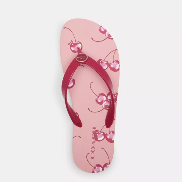 🍒 Coach Zayn Flip Flop With Cherry Print - Picture 2 of 11